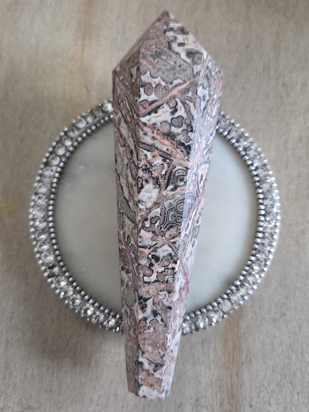 Natural Leopardskin Jasper Polished Crystal Scepter #7 New